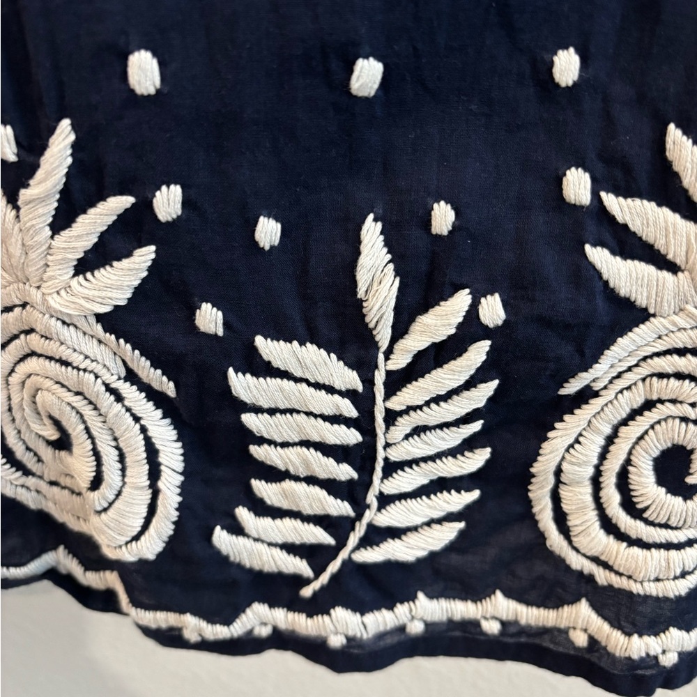 Navy Embroidered V-Neck Women’s Swim Coverup - Picture 2 of 7